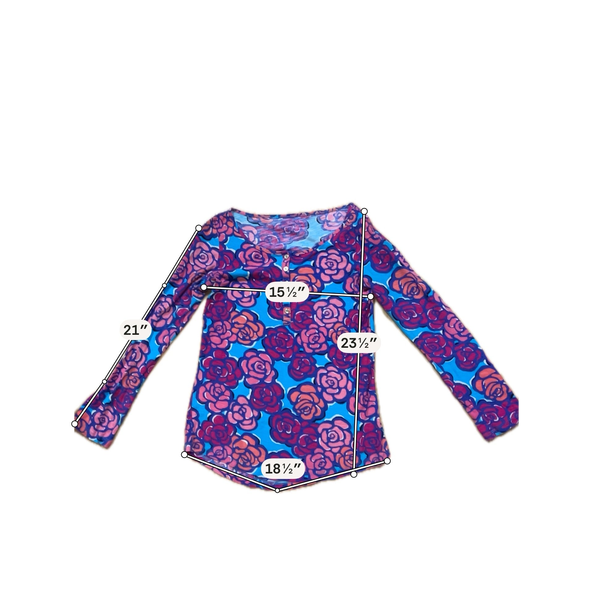 Lilly Pulitzer Sea View Henley Top In The Vias Floral Print Size Medium