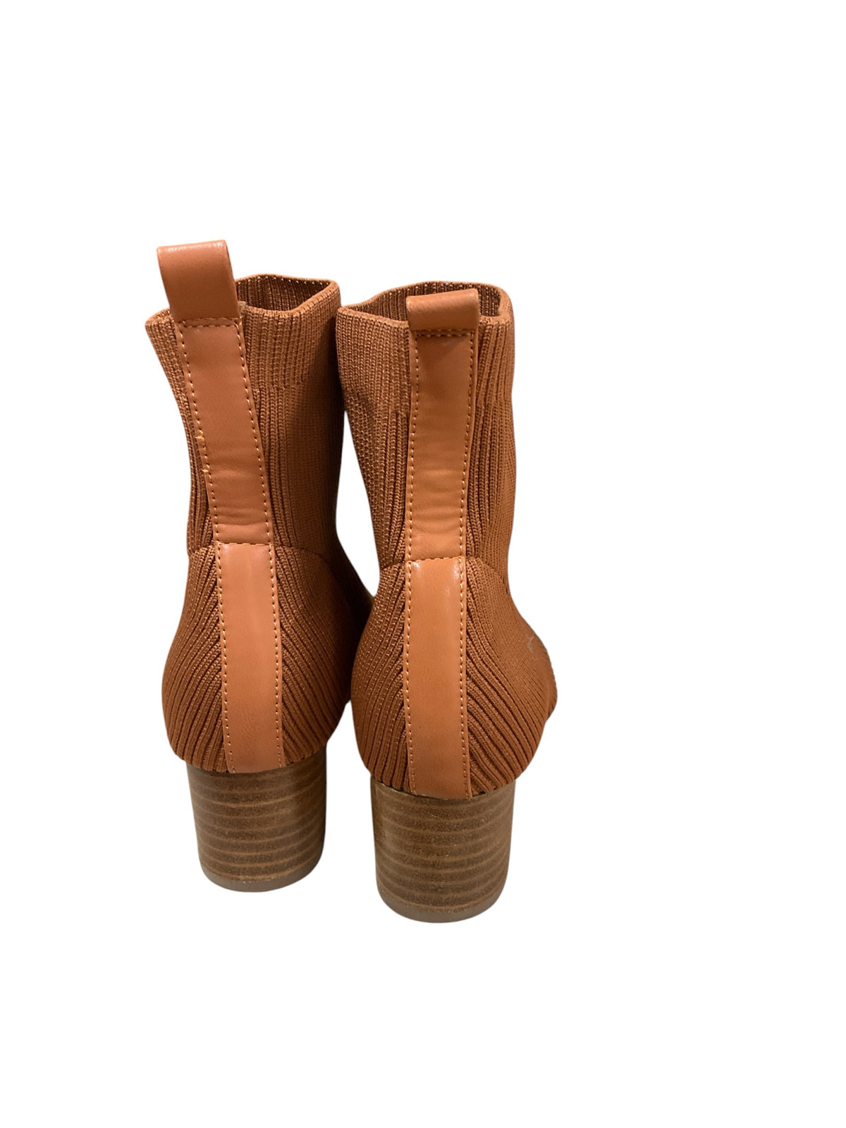Joie Neely Ribbed Sock Ankle Boots Booties Rust Block Heel Size 7.5