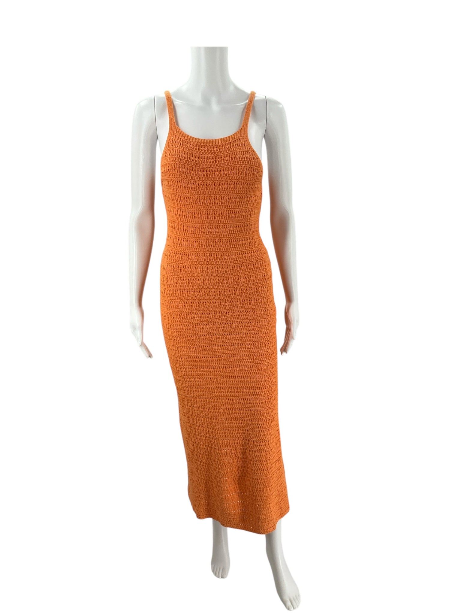 Willow & Wind Orange Knit Dress - Size Large with sleeveless design and breathable cotton fabric, ideal for casual or summer wear.