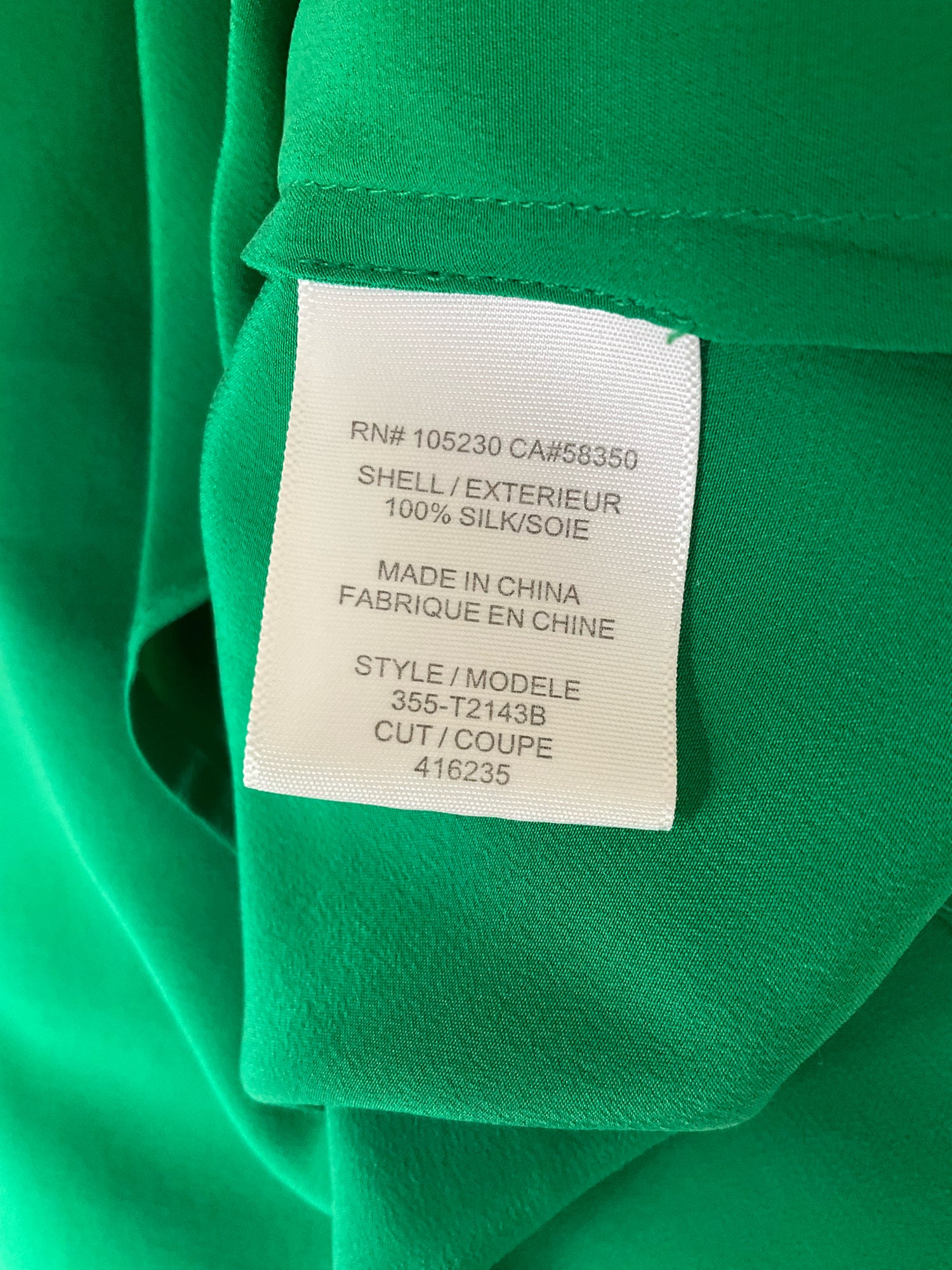 Joie Green Long Sleeve Green Solid Pre-Owned Ladies Casual Top - Size Large - Size L