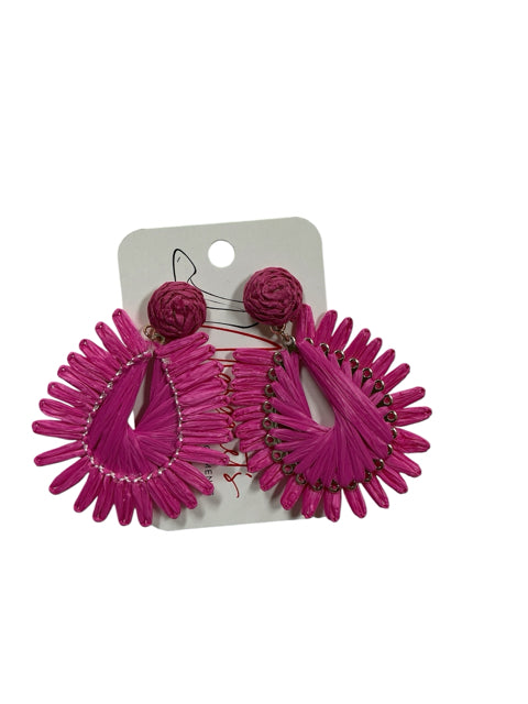 SugarFix by BaubleBar Fuchsia Raffia Sunburst Statement Earrings