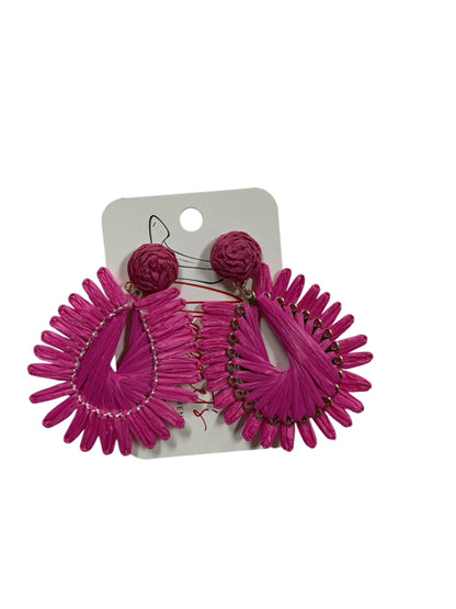 SugarFix by BaubleBar Fuchsia Raffia Sunburst Statement Earrings