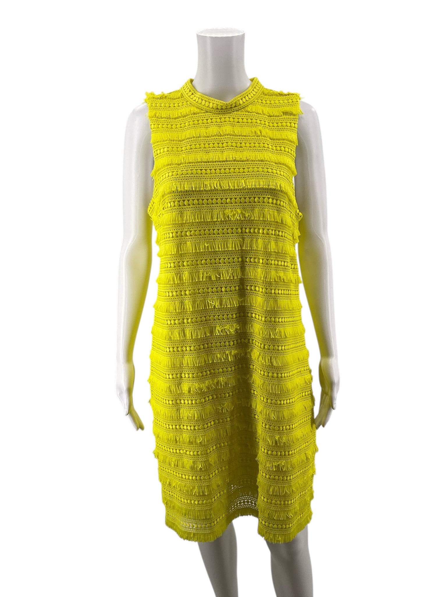 J Crew Yellow Fringe Pre-Owned Ladies Dress - Size 10