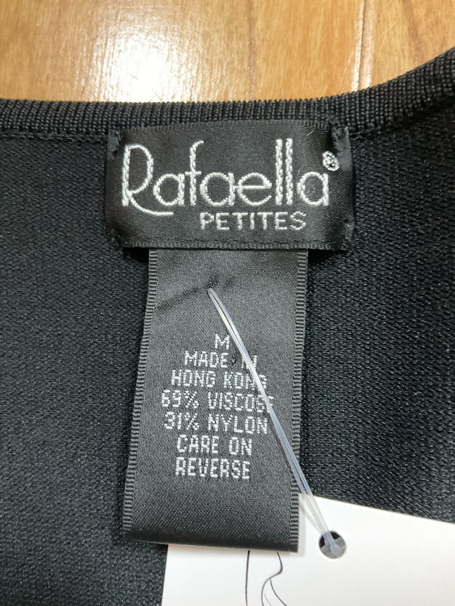 Rafaella Petites Black Sparkle Rhinestone V-Neck Sweater Top Size MP
