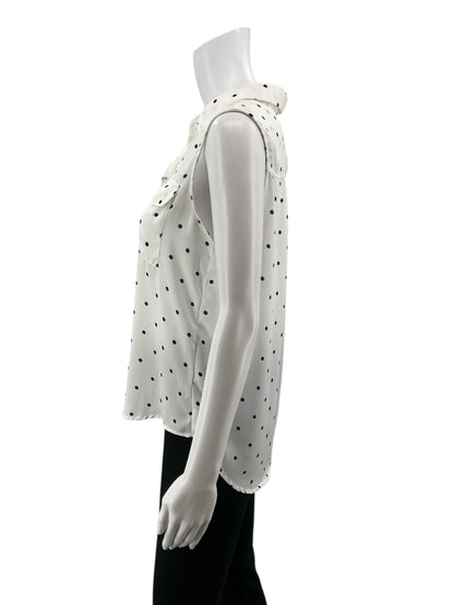 Premise white/black Sleeveless Polka Dot Sleeveless Button-Up Blouse White &amp; Black Size Small - Size S