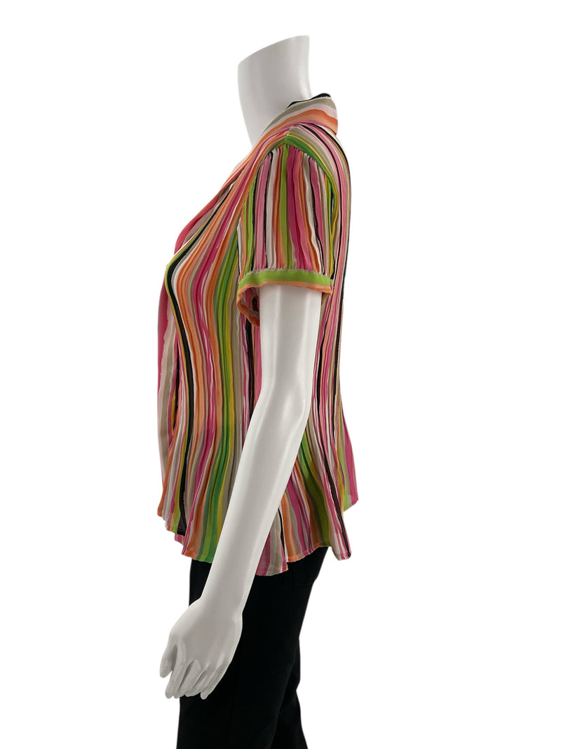 Sunny Leigh Multi Stripe Pre-Owned Ladies Top - Size Large Petite