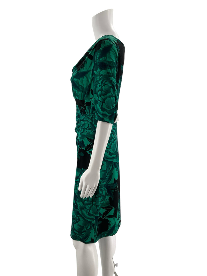 Connected Apparel Green Floral Pre-Owned Ladies Dress - Size 10