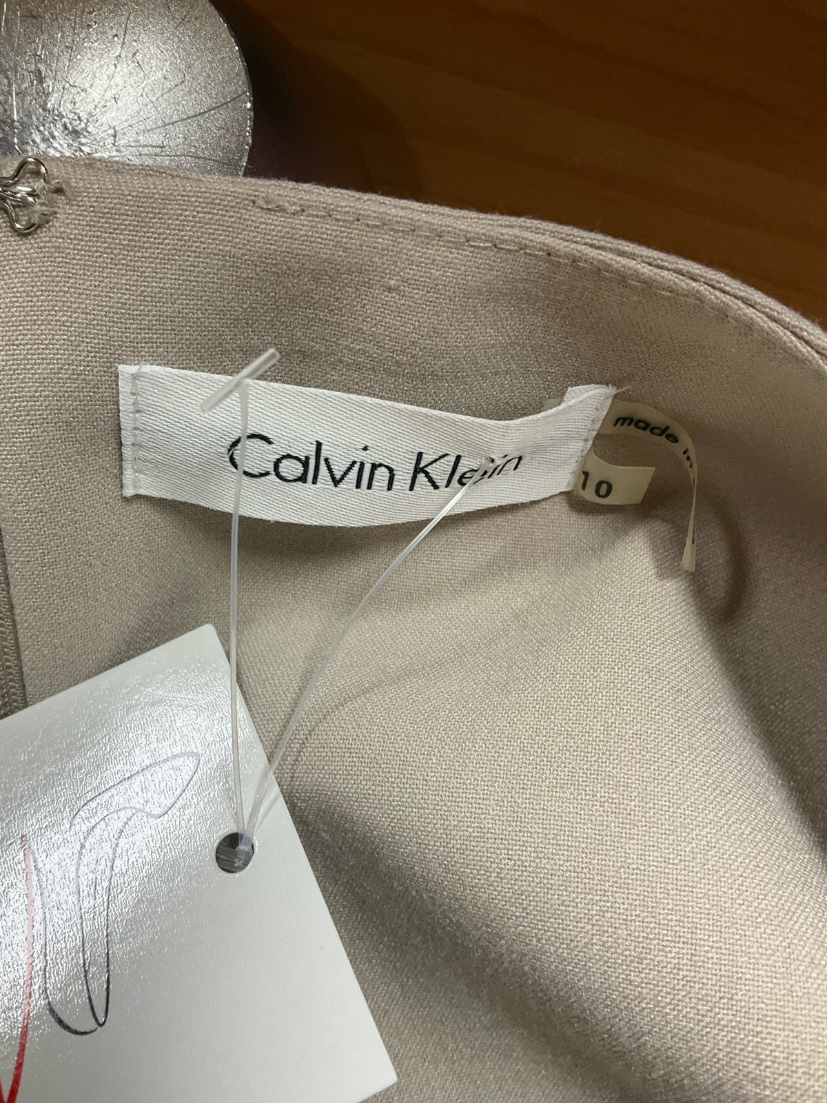 Calvin Klein Tan &amp;amp; Black Sleeveless Sheath Dress - Size 10- ONLINE ONLY