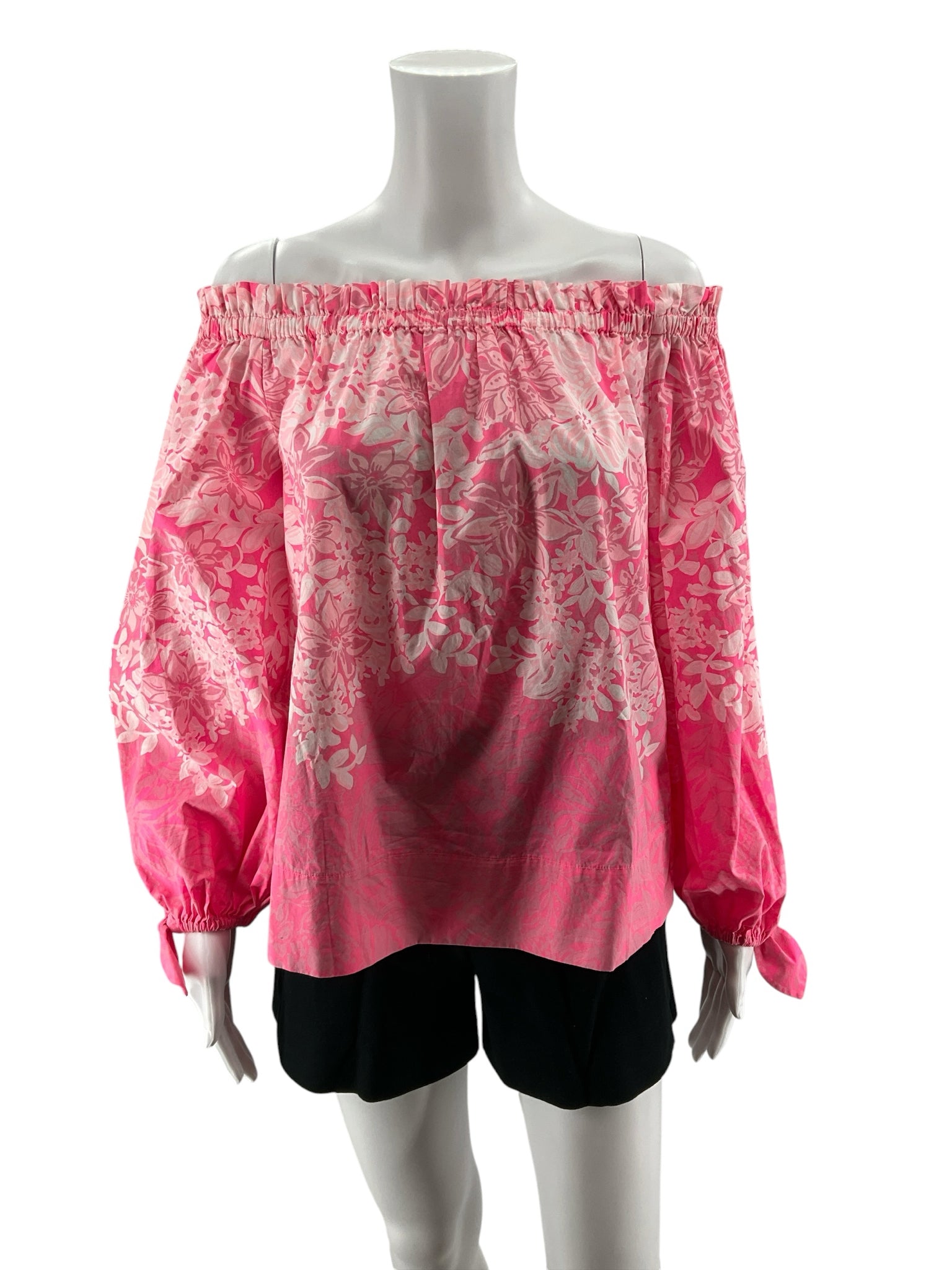 Lilly Pulitzer Size S pink/white Floral Pre-Owned Ladies Casual Top - Downstairs