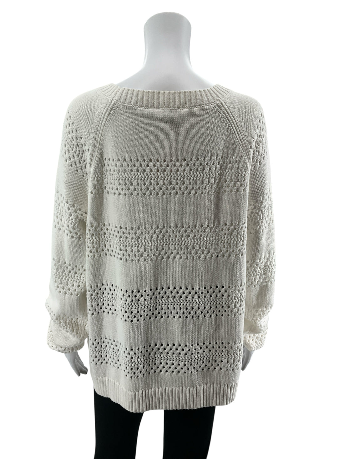 Talbots NWT Textured Open-Knit 100% Cotton Sweater White XL
