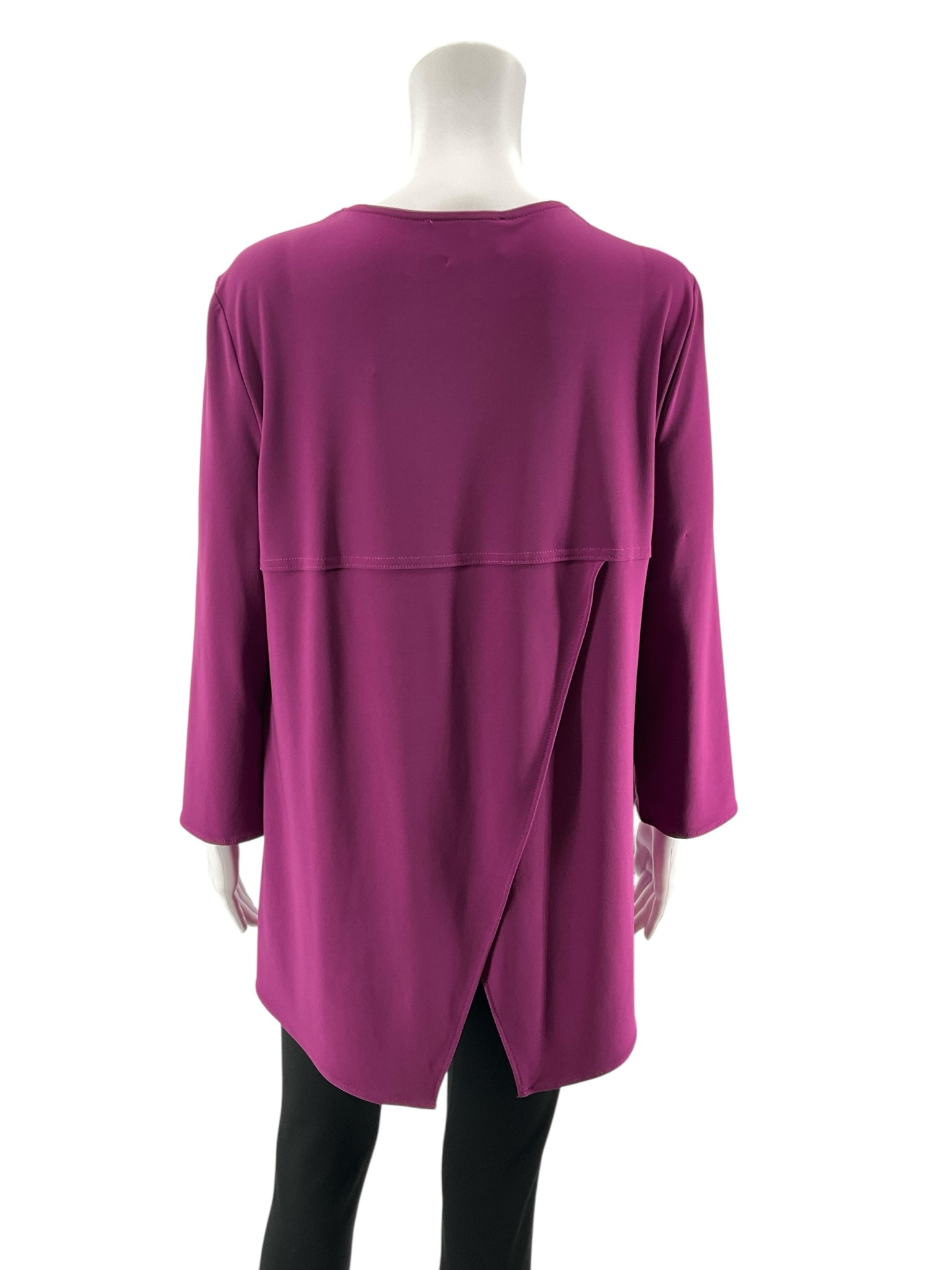 Joseph Ribkoff Asymmetrical Tassel Zipper Tunic Top Fuchsia Purple Size 14