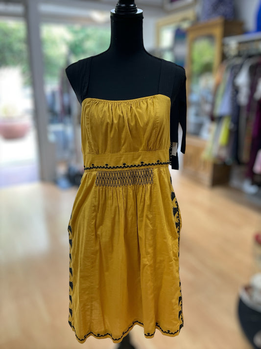 Floreat Size 12 mustard/black Embroidered Dress