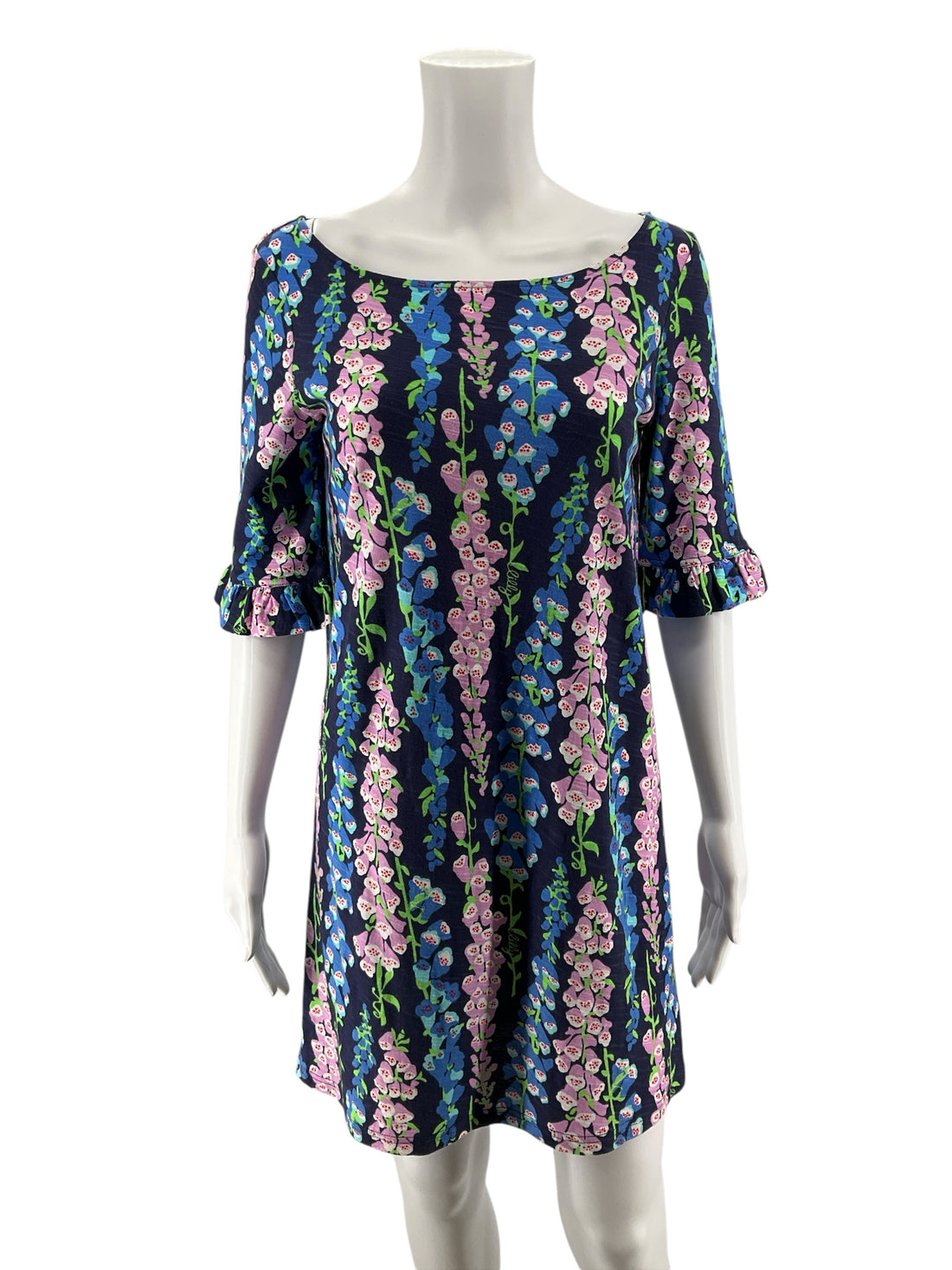 Lilly Pulitzer Tabbie Tunic Dress Blue Peri Foxglove Floral Size Small