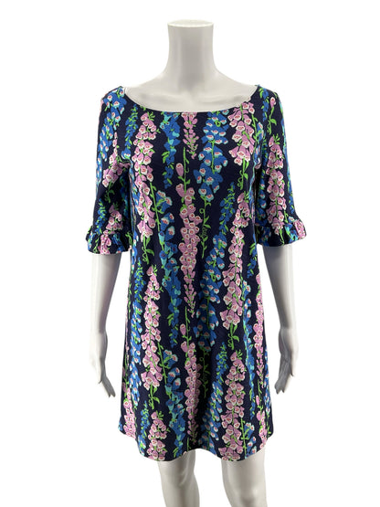 Lilly Pulitzer Tabbie Tunic Dress Blue Peri Foxglove Floral Size Small