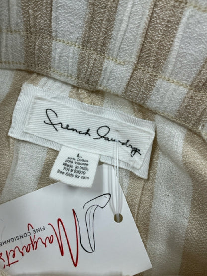 French Laundry Tan &amp;amp; White Striped Wide Leg Crop Pants | Size Large - ONLINE ONLY