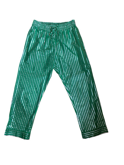 BURU Teal Green &amp; Silver Metallic Stripe Pull-On Lounge Pants Size XS - ONLINE ONLY