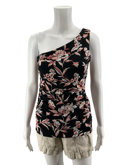 White House Black Market Floral One Shoulder Ruched Top Size S NWT