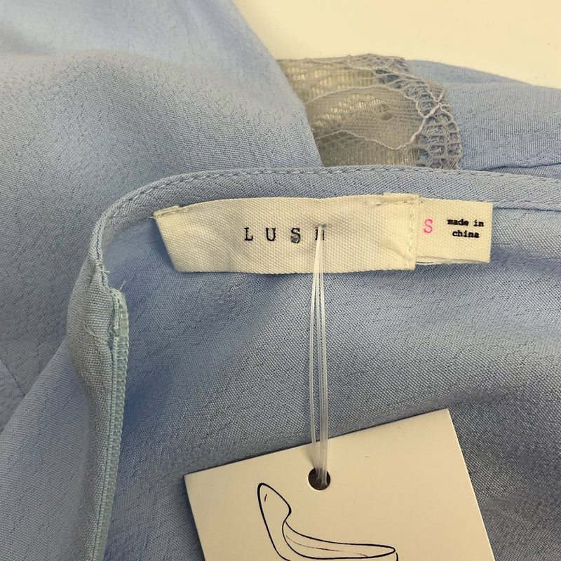 Lush Light Blue Lace Ladies Pre-Owned Top - Size Small - Margaret’s Fine Consignment