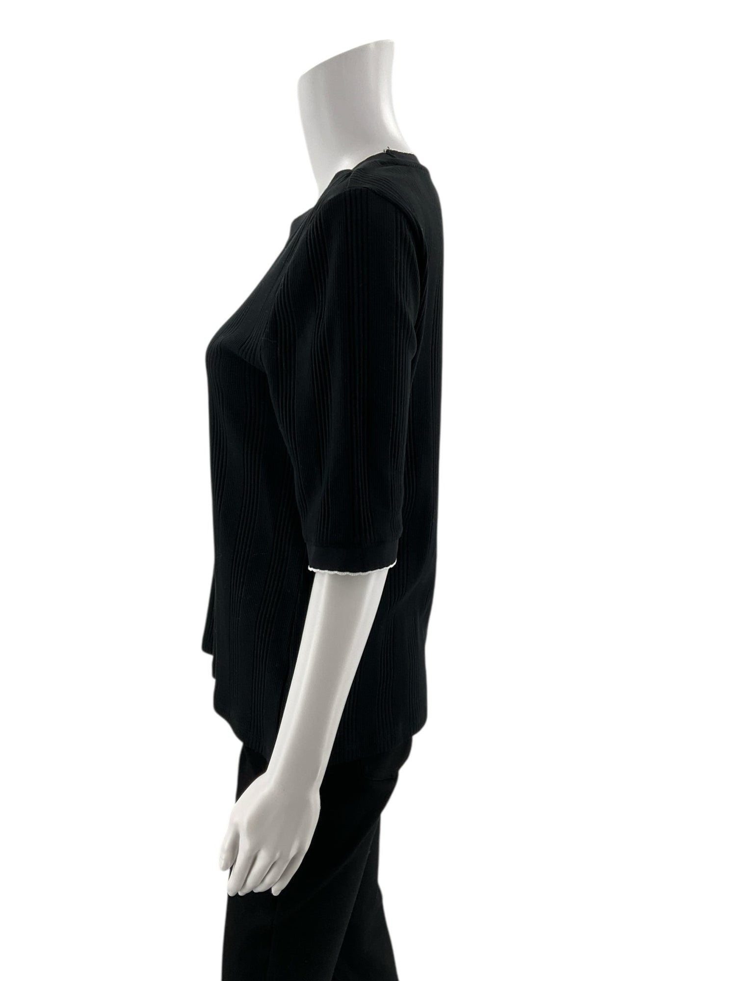 Talbots - Black Ribbed Pre-Owned Ladies Casual Top - Size Large