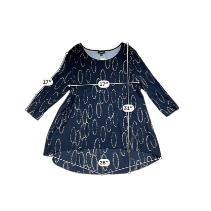 Alfani Black &amp; Tan Oval Print Mixed-Media Tunic Top Size XL