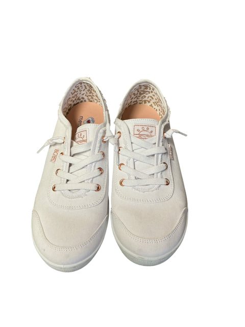 Bobs by Skechers B Cute Leopard Lined Canvas Sneakers White Rose Gold Size 8