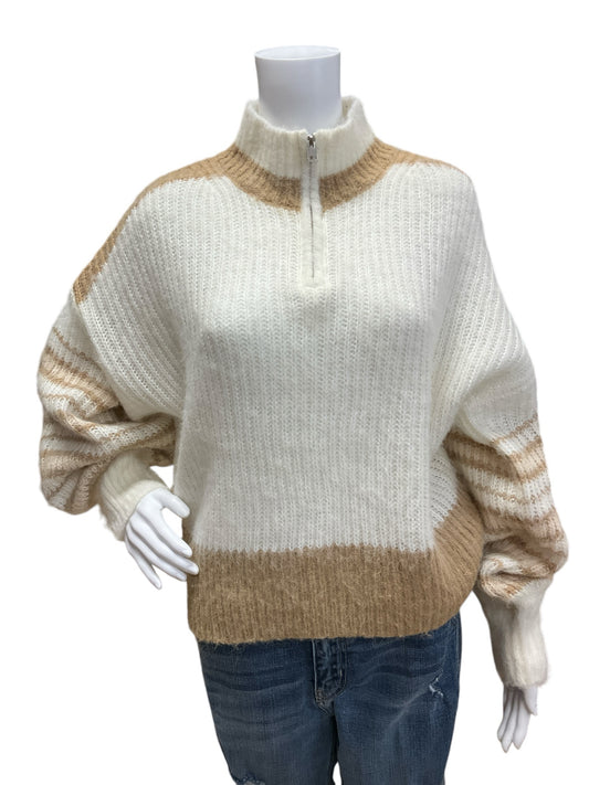 French Connection Size L cream/taupe Solid Casual Top - Upstairs