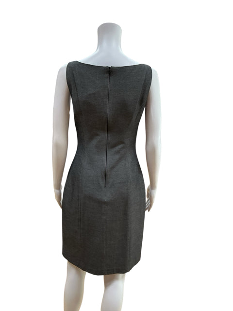 Jane Hamill V-Neck Sleeveless Sheath Dress Charcoal Gray Size 4 Made in USA