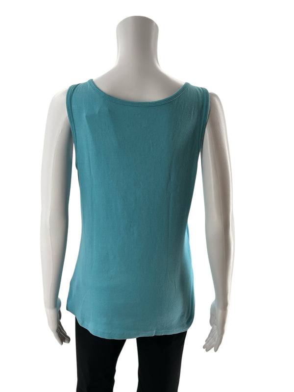 Talbots Aqua Solid Pre-Owned Ladies Top - Size Medium Petite