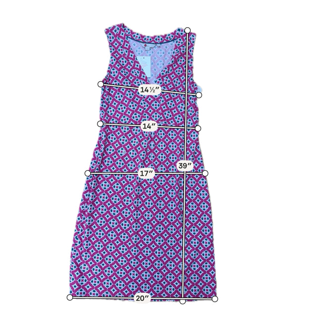 Boden pink/white Fit and Flare Eliza V-Neck Fit &amp; Flare Dress Pink White Geometric Print Size 6 - Size 6
