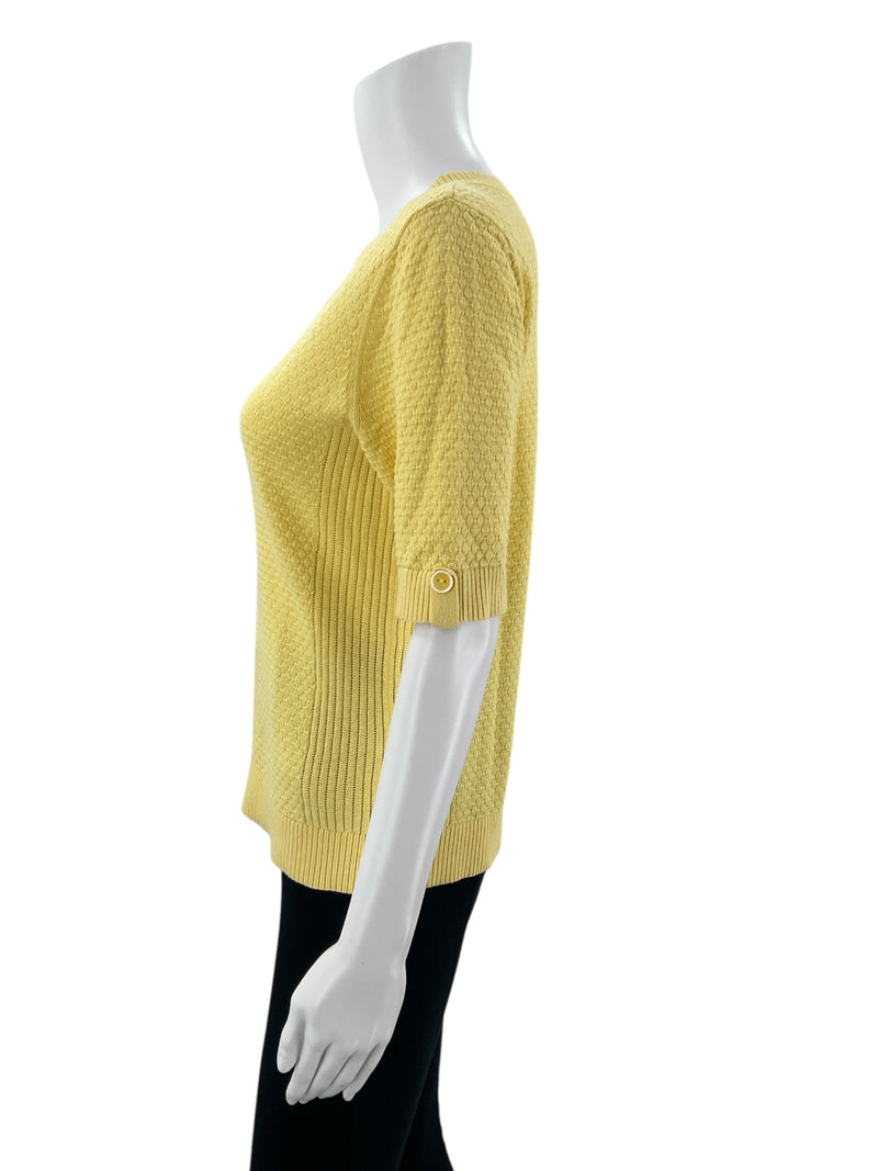 Christopher & Banks Yellow Textured Pre-Owned Top - Size Small - Margaret’s Fine Consignment