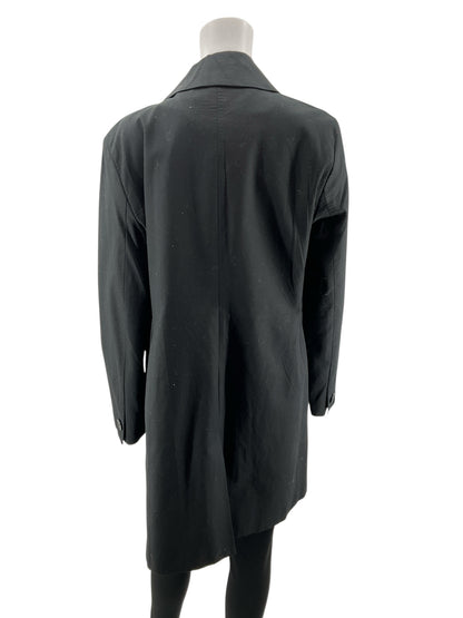 Willi Smith Black Textured Cotton Blend Trench Coat Jacket Size Large