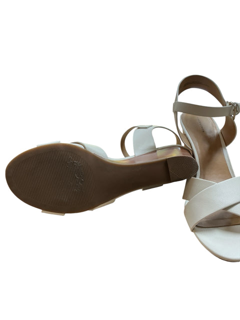 Ann Taylor Woodgrain Cross-Strap Wedge Sandals | Size 11