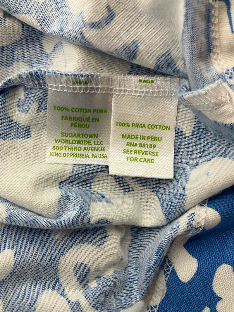 Lilly Pulitzer White/Navy Print Pre-Owned Ladies Dress - Size XS