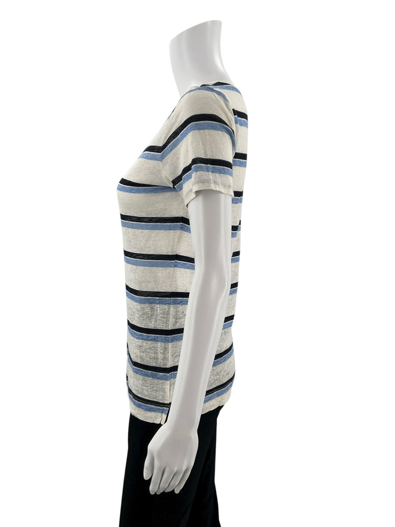 Ann Taylor White/Blue Stripe Pre-Owned Ladies Top - Size Small