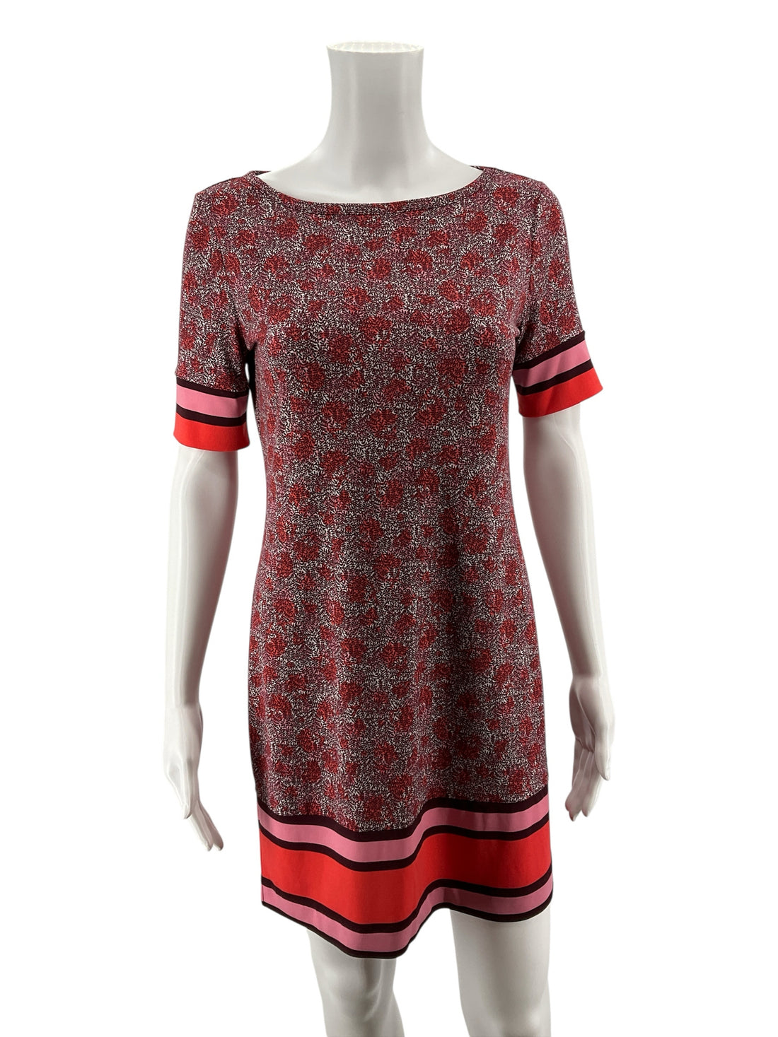 MK Floral Mosaic &amp; Stripe Border Shift Dress PS (Petite Small)