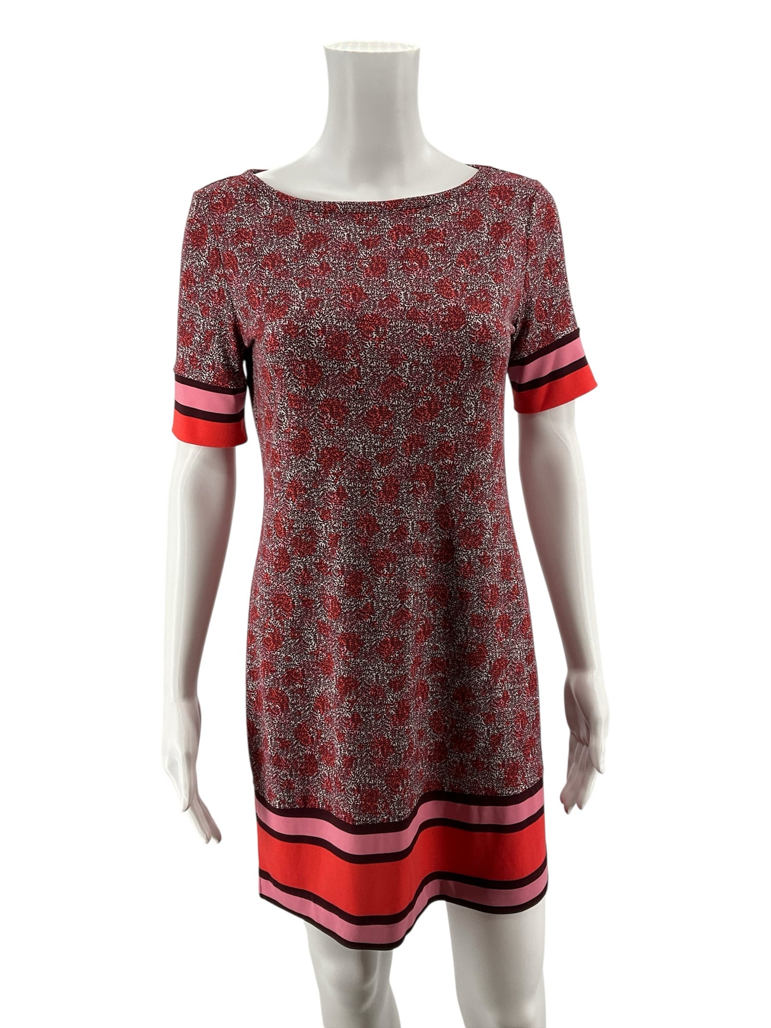MK Floral Mosaic &amp; Stripe Border Shift Dress PS (Petite Small)