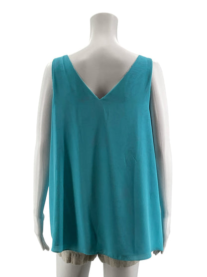 Lilly Pulitzer Florin Reversible V-Neck Tank Top Floral Aqua Pink Size Large