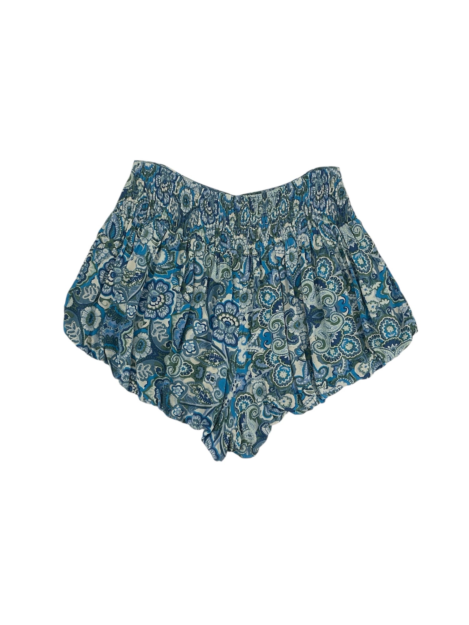 Free People Kiss Kiss Floral Paisley Smocked High Waisted Boho Shorts Size Medium
