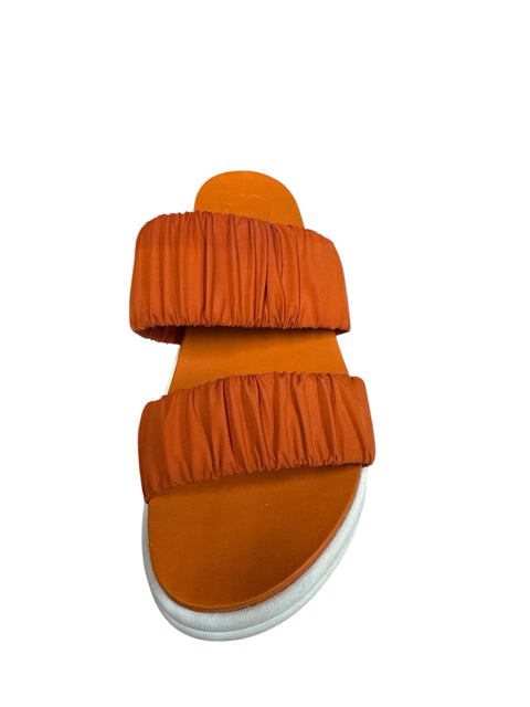 Sorel Viibe Slide Sandals Womens Size 8.5 / 8 Orange Puffy Ruched Platform