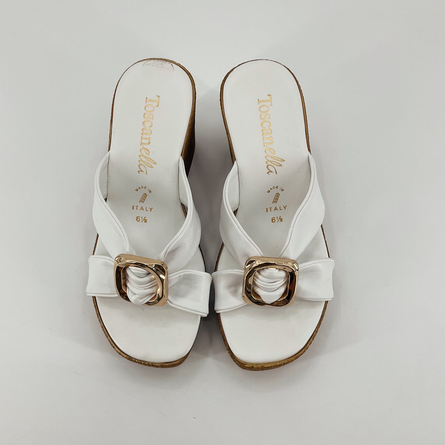 Toscanella Italian White Leather Espadrille Wedge Sandals | Size 6.5
