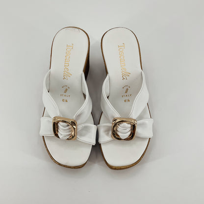 Toscanella Italian White Leather Espadrille Wedge Sandals | Size 6.5