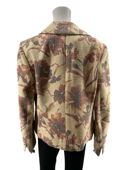 Ellen Tracy Floral Print Art to Wear Open Front Jacket Size 18