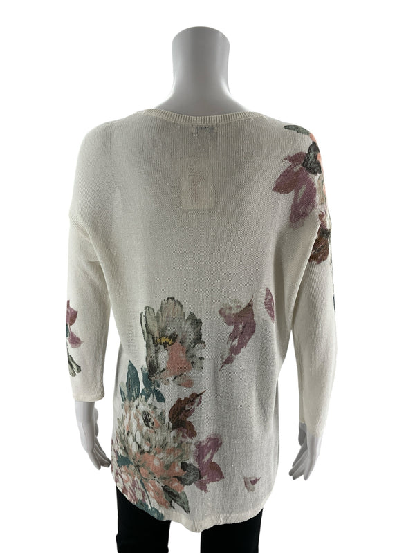 J Jill Cream/Multi Floral Pre-Owned Ladies Top - Size Small