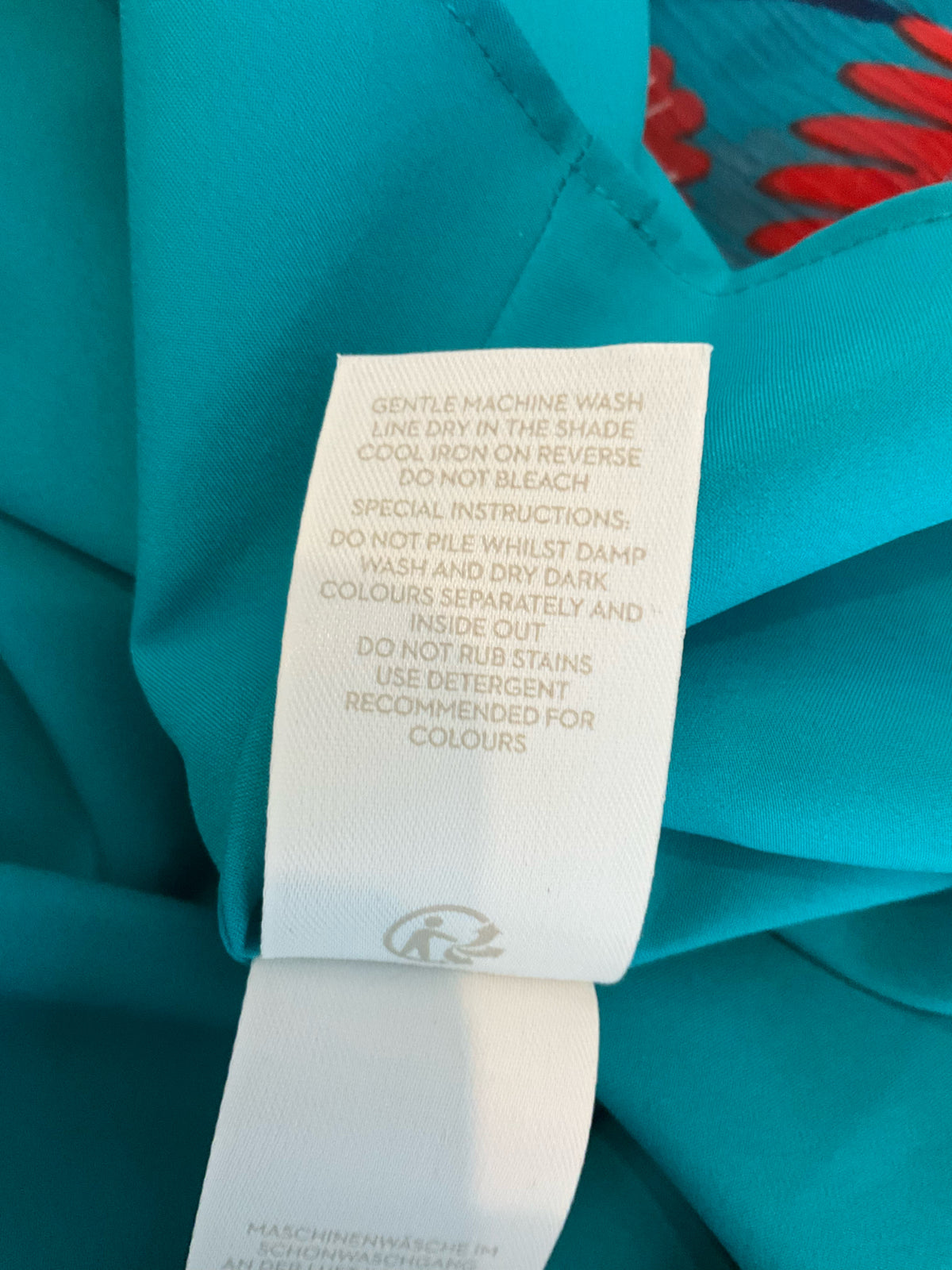 Boden Amelie Dress Size 6P Teal Pop Pansy Floral V-Neck A-Line Tie Waist