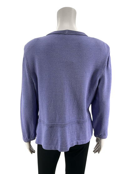 St. John Collection Purple Sweaters Purple V-Neck Santana Knit Cardigan Sweater Size Medium - Size M
