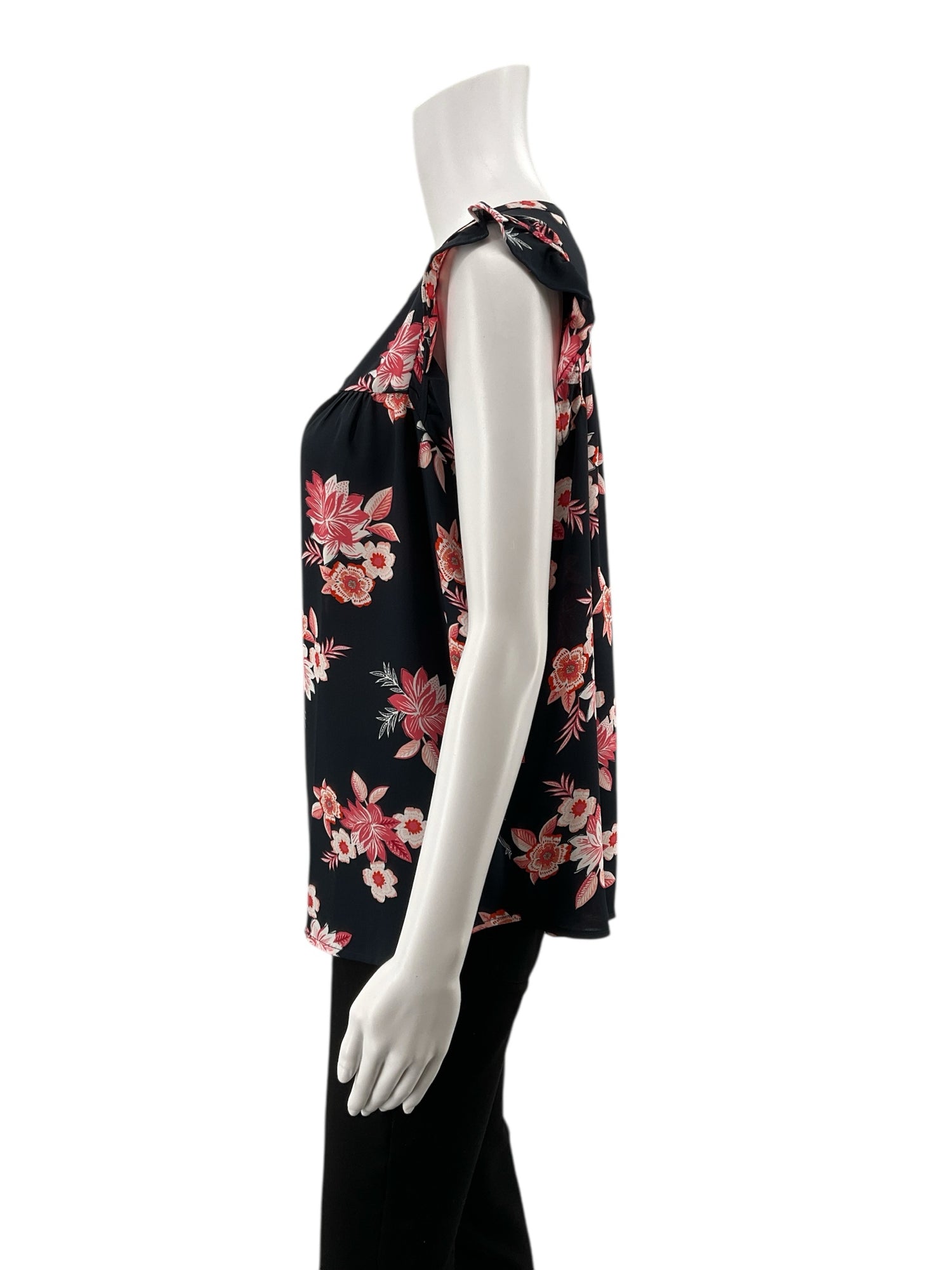 Loft Navy/Pink Floral Pre-Owned Ladies Top -  Size Large Petite