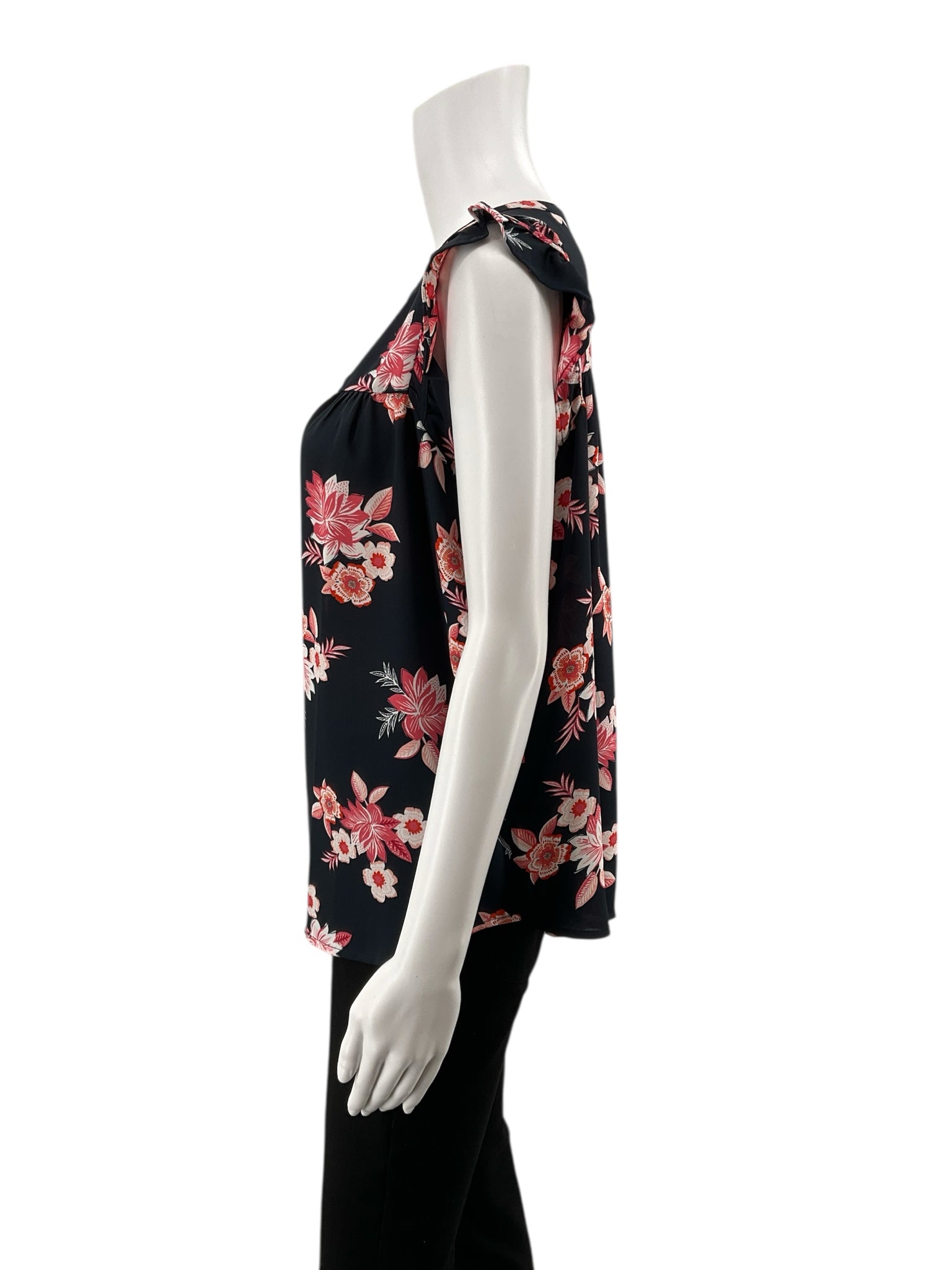 Loft Navy/Pink Floral Pre-Owned Ladies Top -  Size Large Petite