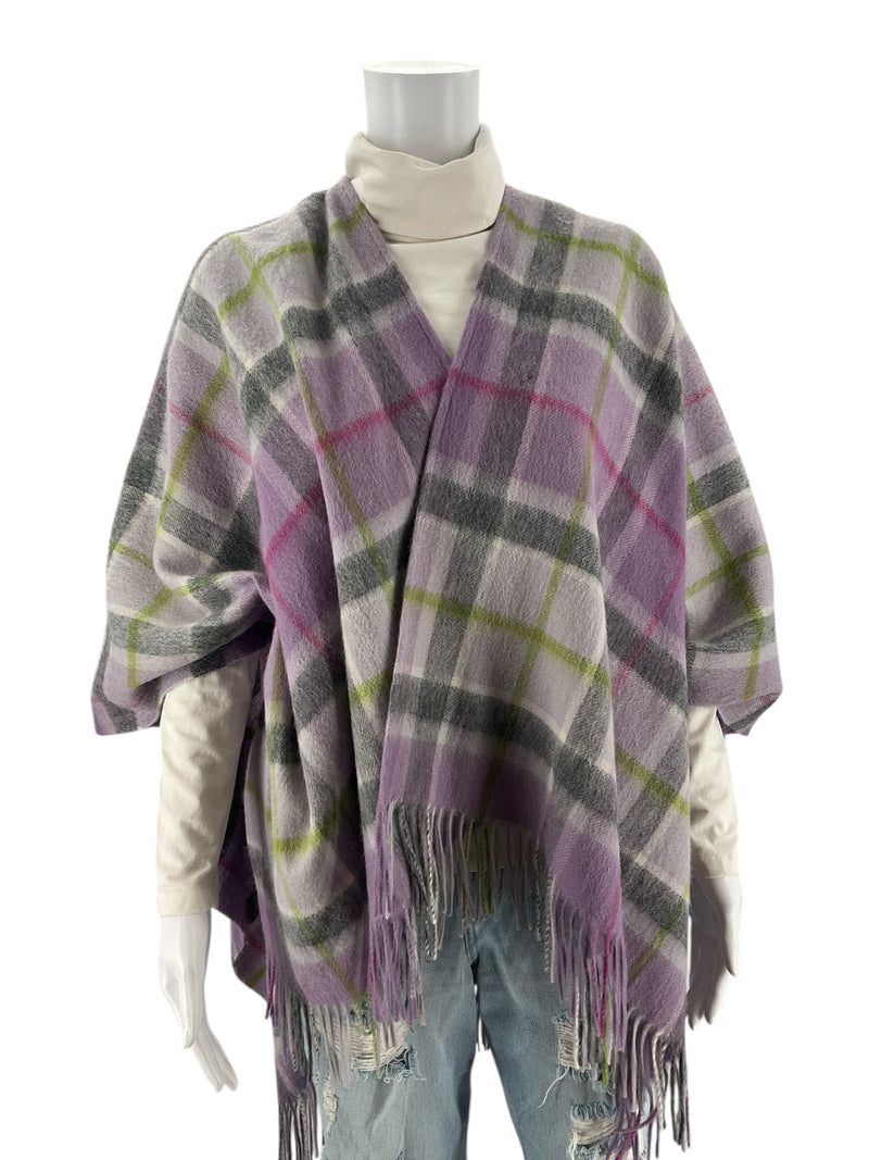 Edinburgh Lavender/Green/Gray Plaid Pre-Owned Ladies Shrug - Size One Size Fits Most