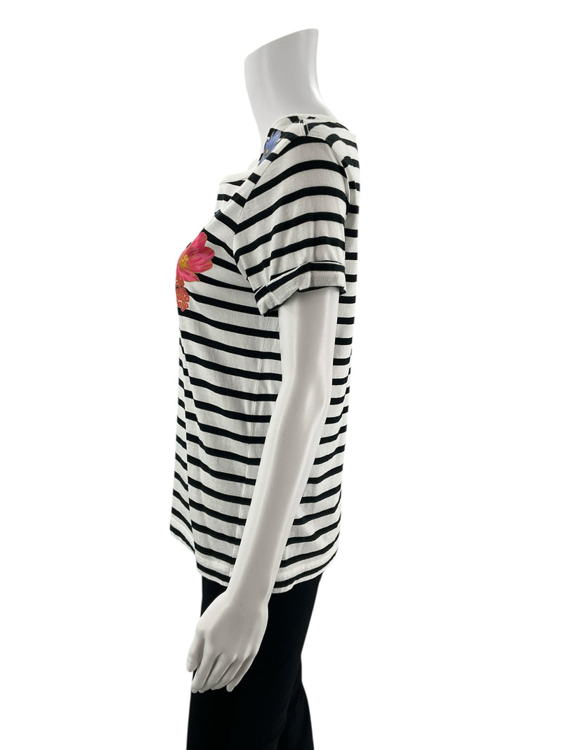 Kate Spade White/Multi Floral Stripe Pre-Owned Ladies Top - Size Small