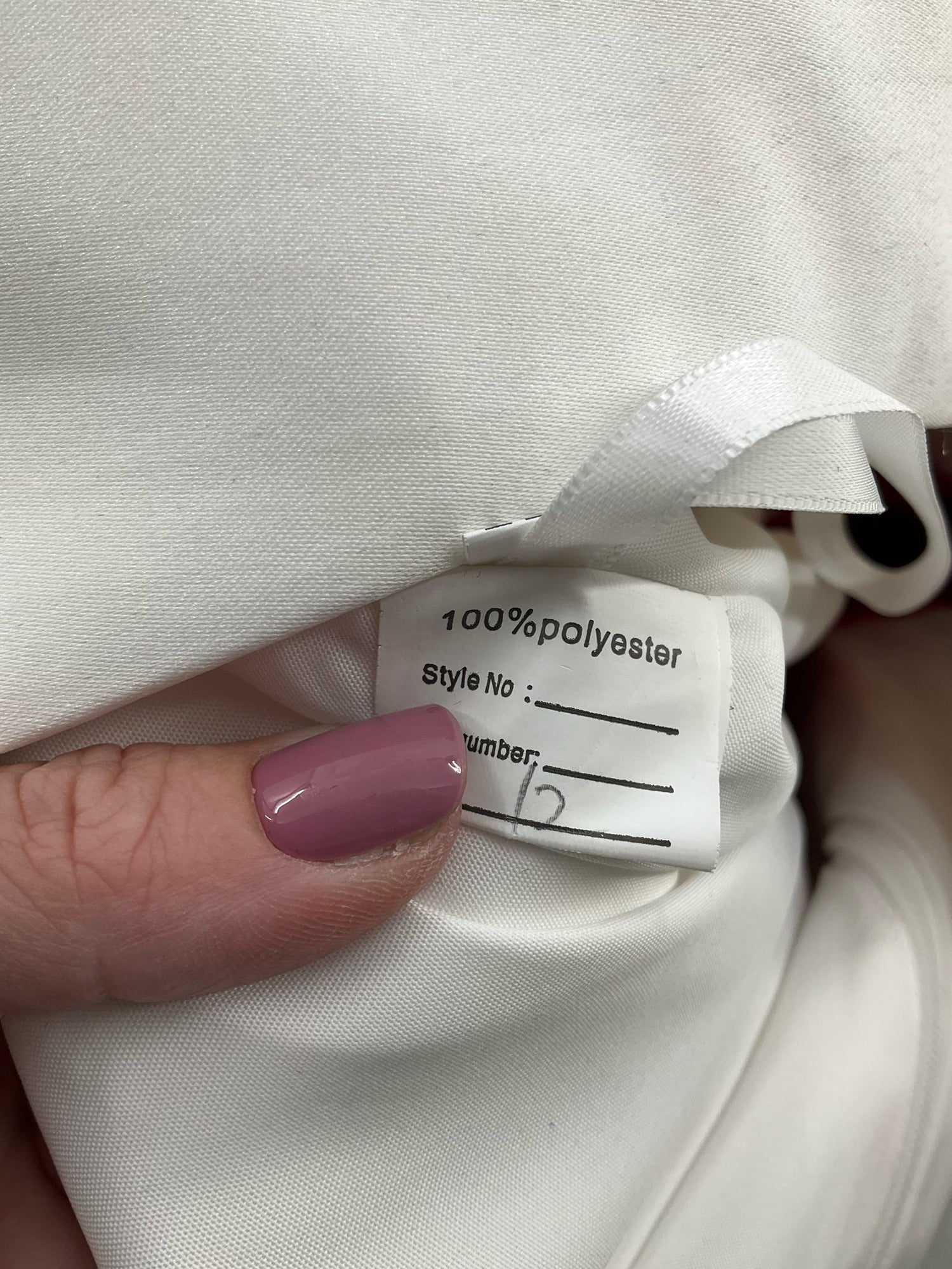 White and red embroidered pre-owned midi dress, A-line fit and flare style, size 12, high-low evening wear gown.